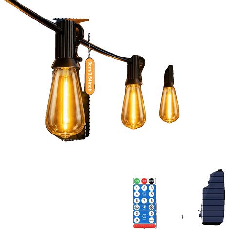 Guirlandes lumineuses solaires d'extérieur pour patio, luminosité réglable, design résistant aux intempéries, 17.25M 45Ampoules (1/2)