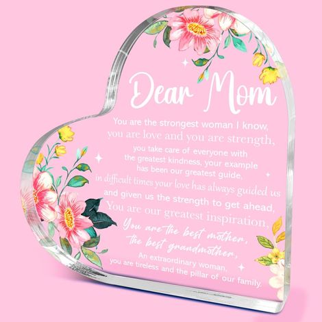 Plaque en acrylique cœur décoratif à poser bureau, idée cadeau souvenir（10 cm) (1/4)