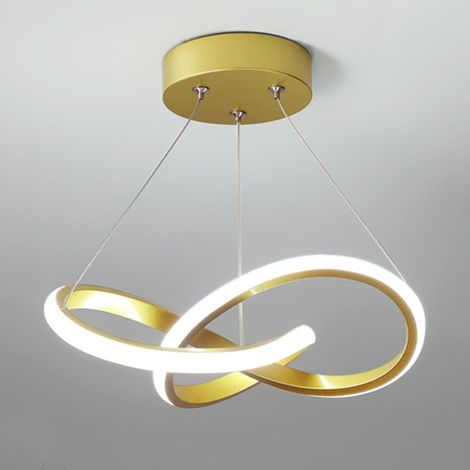 Suspension linéaire torsadée, lampes à suspension géométriques en métal avec abat-jour en acrylique, lampe suspendue au plafond de couloir, lustre LED moderne - 16 W - 6000 K, mini lampes suspendues d (1/5)