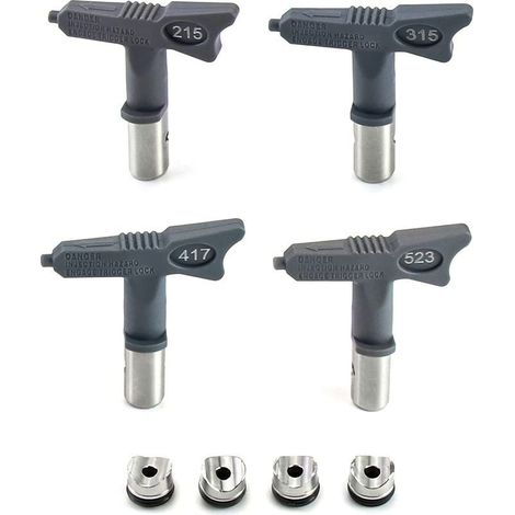 4 Pièces Buse Réversible Airless Tip ,Pulvérisation de Peinture Embout Accessoies (215, 315, 417, 523) (1/5)