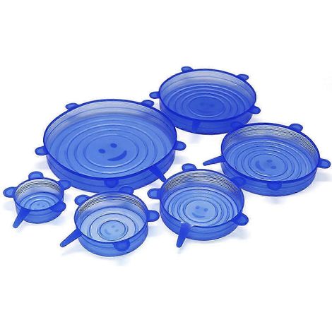 Couvercles extensibles en silicone, réutilisables et résistants, pour la conservation des aliments dans les bols. Disponibles en 6 tailles différentes, compatibles lave-vaisselle et congélateur. (1/5)