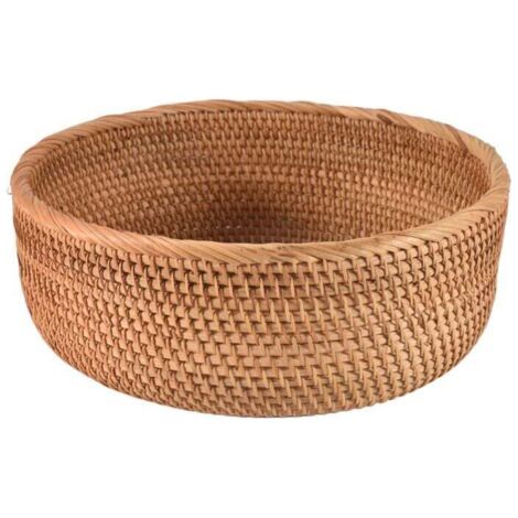 Runder Korb aus Naturrattan, großes Tablett zur Aufbewahrung von Brot, Obst und Lebensmitteln. (1/4)