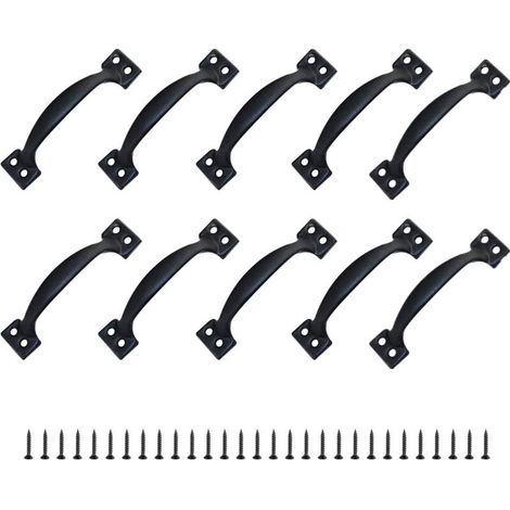 2x Türgriff Möbelgriff 100mm Retro Möbelgriff mit Schrauben für Gartenhäuser Holztore Küchenschränke - Schwarz