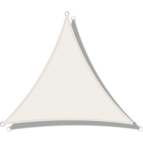 Voile d'ombrage (HDPE) Triangulaire 3 x 3 x 3m Crème Protection des Rayons UV pour Terrasse Camping Extérieur Jardin (1/5)