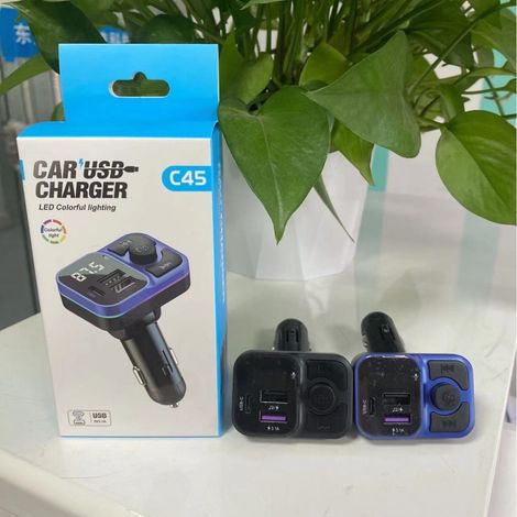 C45 Car MP3/FM Car Bluetooth Transmitter, Bluetooth Car Charger with LED Light
