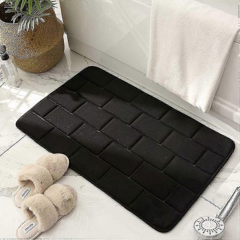 Tapis de bain doux et antidérapant, 80 x 50 cm, noir, en mousse à mémoire de forme (1/5)