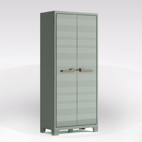 ARMADIO A RIPIANI MOD. PLANET OUTDOOR IN RESINA CM 80X44 H 182 GRIGIO/VERDE (1/10)