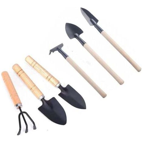 Pair 6-teiliges Mini-Gartenwerkzeug-Set – Kleine, leichte Eisenwerkzeuge – Rechen – Schaufel – Spaten – Für drinnen und draußen – Zum Bepflanzen von Töpfen