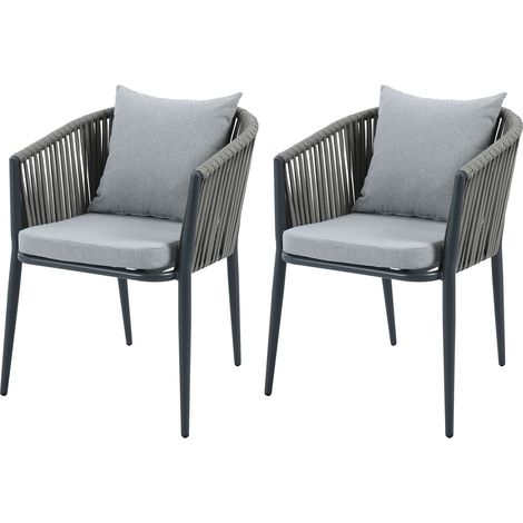 Axi Faye Ensemble De 2 Chaises De Jardin, Anthracite Aluminium/Polyester Et Cussins D'Assise En Oléfine Supporte Jusqu'À 120 Kg (1/5)