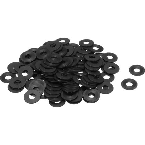 Rondelles Plates en Nylon M6 6x16x1mm(IDxODxÉp) Noir 120Pcs (1/5)