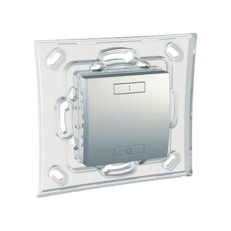 Emetteur commande radio RF à pile 2/4 BP mural avec support et enjoliveur aluminium (sans plaque) Unica