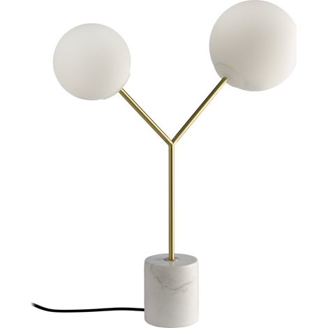 Lampe de table design marbre et acier doré Angel Cerda - Marbre blanc calacatta et acier doré (1/5)