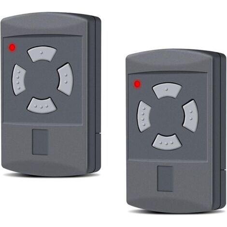 Pair Lot de 2 émetteurs manuels de rechange pour porte de garage - 40,685 MHz - 4 canaux - Compatible avec HS2-40, HS4-40, HSE2-40, HSE4-40, HSM2-40, HSM4-40, bouton gris (1/5)