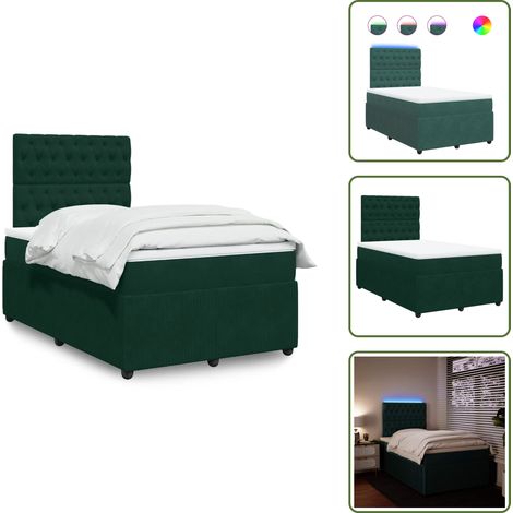 Sommier à lattes de lit et matelas Vert foncé 120x200cm Velours - Sommier À Lattes De Lit - Sommiers À Lattes De Lit - Lit - Meuble De Chambre À Coucher (1/5)