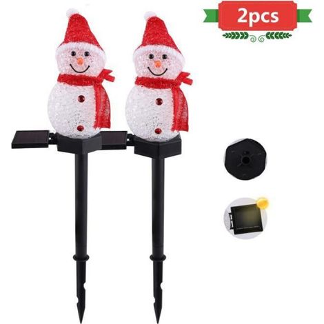 Lampe Solaire - - Bonhomme de Neige - 2 Pièces - Énergie Solaire - LED - Jardin (1/5)