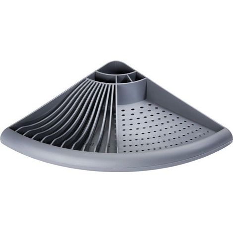 Plastic dish drainer, space-saving corner dish drainer, plastic, 35 x 9 x 35 cm, grey (1/5)