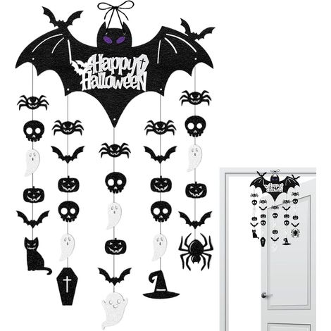CCYKXA5-Piece Halloween Sign – Happy Halloween for Front Door Door Decoration for Entrance, Window, Fireplace, Garden, Gallows (1/5)