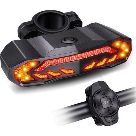 Fahrradrücklicht mit Blinkern und Alarm - USB-C-wiederaufladbares Fahrradlicht - Blinker mit Fernbedienung (1/5)