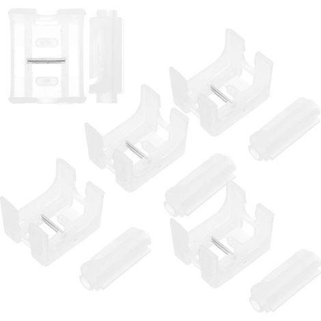 Set di 10 supporti trasparenti con pompon per cordino per tende. (1/5)