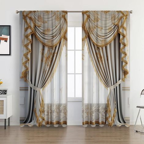 Rideaux De Noël - Impression Numérique - 2 Pièces - Pour Salon Chambre - Dimensions 140x250 Cm - Tissu Polyester (1/3)