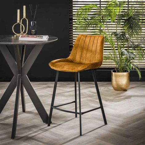 Velvet Bar Stool Marty Gold (1/3)