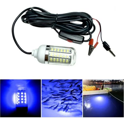 Lampe de pêche LED (bleue) 12 V, 100 W, IP68, 108 LED 2835 SMD, attire crevettes, calmars et krill, 4 couleurs. (1/5)