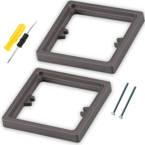 1 Gang Entretoise carrée 10mm Entretoise à douille simple 1 groupe Cadre d'écartement carré pour boîte de surface Plaque grise pour interrupteur à prise unique, paquet de 2 (1/5)