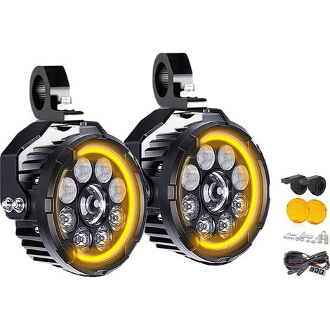 Luz de trabajo, función de foco y luz difusa, compatibilidad con 12V/24V, luz diurna amarilla. (1/2)