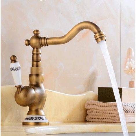 Grifo monomando moderno para baño y cocina, grifo de lavabo con caño giratorio, grifo de fregadero de cocina retro, G3/8 (1/5)