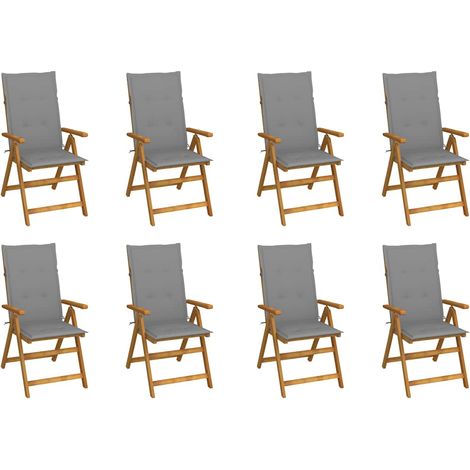 vidaXL Chaises pliantes avec coussins, 8 pièces, en bois d'acacia massif (1/4)