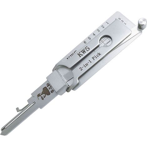 Outil de serrurier professionnel KW5, décodeur 2-en-1 pour serrures, clé à main multifonction pour crochetage et dépannage, matériel robuste, outillage de sécurité pour spécialistes. (1/2)