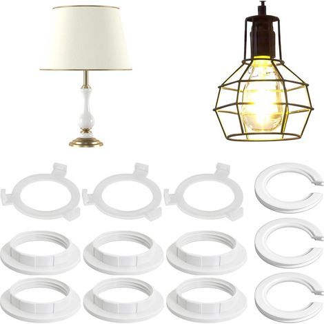 12 Pièces Adaptateur Abat Jour E27 Vers E14 Anneau Réducteur Abat Jour E27 vers E14 Blanc Plastique Anneau Adaptateur Abat jour Anneau Convertisseur d (1/4)
