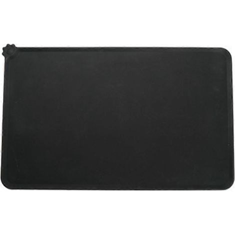 Tapis d'alimentation imperméable pour animaux, avec bords hauts, anti-débordement, imperméable et facile à nettoyer - Noir (1/5)