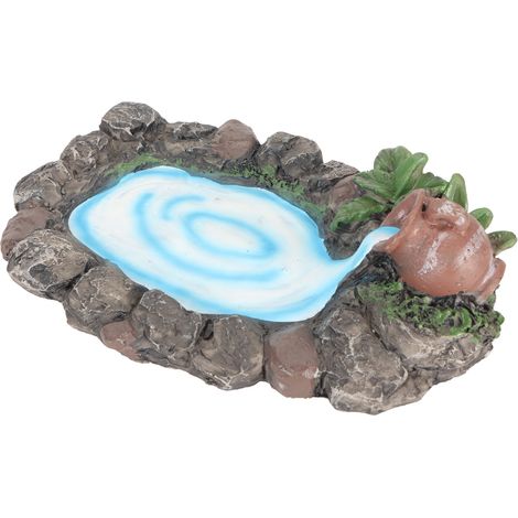 Piscine miniature en résine pour jardin féérique avec rochers et fontaine en terre cuite (1/5)