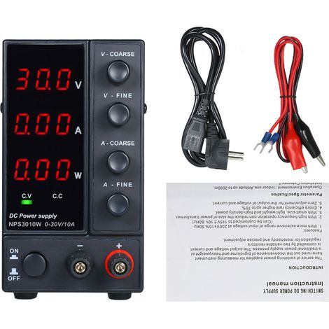Wanptek Alimentation CC à découpage NPS3010W 0-30 V 0-10 A Affichage LED à 3 chiffres Haute précision réglable Mini AC 115 V/230 V 50/60 Hz Tension et courant régulés double sortie (1/5)