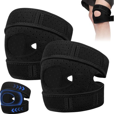 Genouillère orthopédique, stabilisateur tendon rotulien réglable 2 pièces, pour coureurs, tennis, arthrose.S/M (1/5)