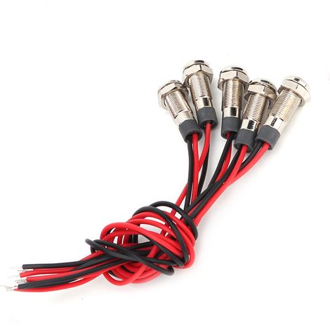 Lot de 5 lampes LED IP66 6 mm étanches, feu de signalisation métallique avec fil 1NO (AC220V) (1/5)