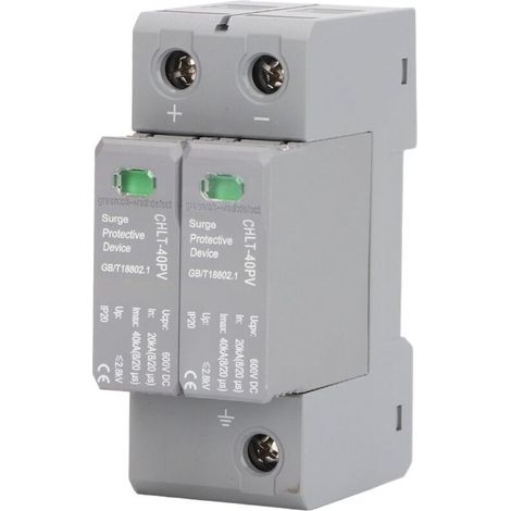 Dispositif Parafoudre de Tension, Dispositif de Protection contre les Surtensions 2P Haute Précision DC 600V Parafoudre Photovoltaïque (1/4)