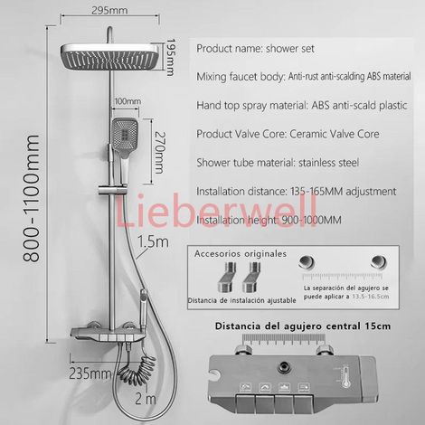 Ensemble de douche de salle de bain gris, clé de Piano, système de douche antirouille ABS, baignoire murale, eau chaude et froide, accessoires de salle de bains (1/4)