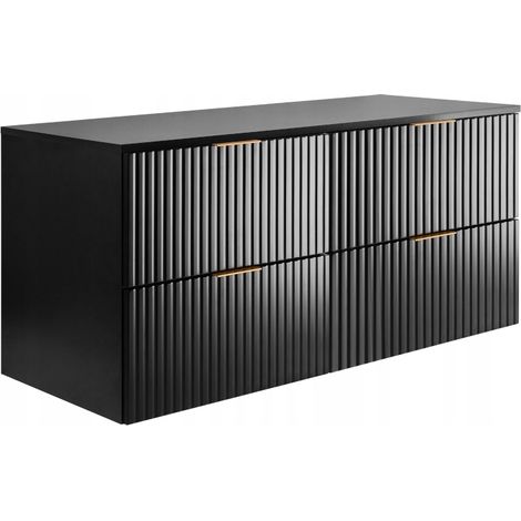 Rodan Waschbeckenunterschrank 120 cm, Schwarz Matt, 46 x 120 x 57 cm, mit Waschtischplatte, feuchtraumgeeignet, Badmöbel Unterschrank