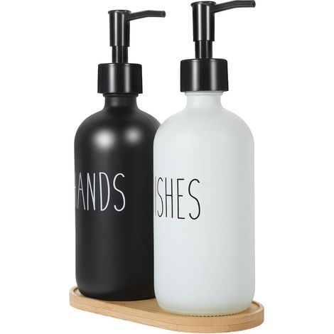Ensemble flacons de lotion en verre de 500 ml avec plateau, flacons en verre classiques pour la salle de bain et la cuisine