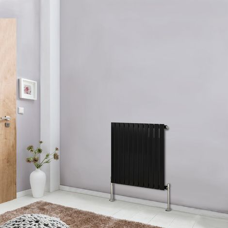NRG Designer Radiator Flat Panel Central Heating Rads Black Horizontal Single 600x748mm