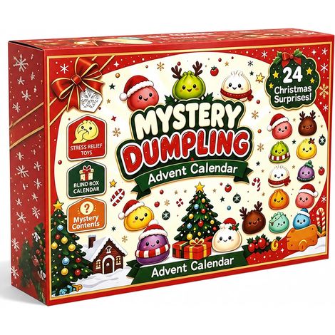 Calendrier de l'Avent Squishy 2026, 24 Mini Jouets Fidget Surprise, Calendrier de l'Avent Dumpling Squishies de Nol 24 jours, Dumpling squishy calendrier, Cadeau de No (1/5)