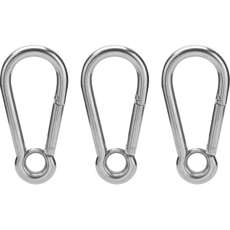 3Pcs Snap Hook Stainless Steel Spring Carabiner Clips with Ring Safety Rope AccessoriesM9(9mm)
