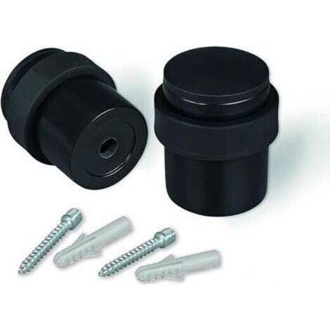Floor Door Stop, Matte Black Metal Screw-in Door Stop - Set of 2 Door Stops, with Screws - Door Stop for Heavy Doors - Exterior Window Stop (1/5)