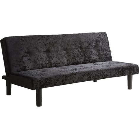 Crushed Velvet Sofa Bed in Black
