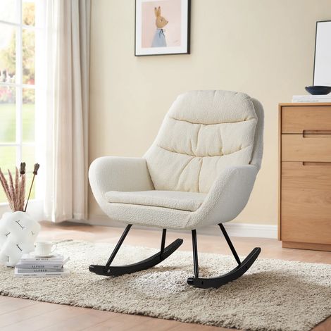 Teddy Fleece Upholstered Rocking Chair (1/5)