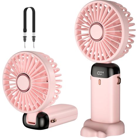 Ventilateur USB - Portable Mini Ventilateur De Bureau - Pliable Avec Affichage Numérique Et Fonction D'aromathérapie - 1 Pièce (1/5)