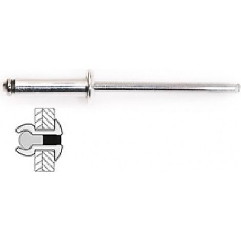25 rivetti alluminio/alluminio a testa piatta Ø 4,8 x 14 mm TECHMAN