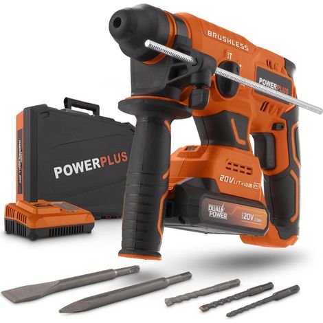 Dual Power Perceuse à Percussion sans Fil POWDP15640 - 4 en 1 : Perçage, Perçage à Percussion, Burinage et Rotation du Burin, Perceuse Batterie de 20 V et 3 J, sans Batterie ni Chargeur (1/8)